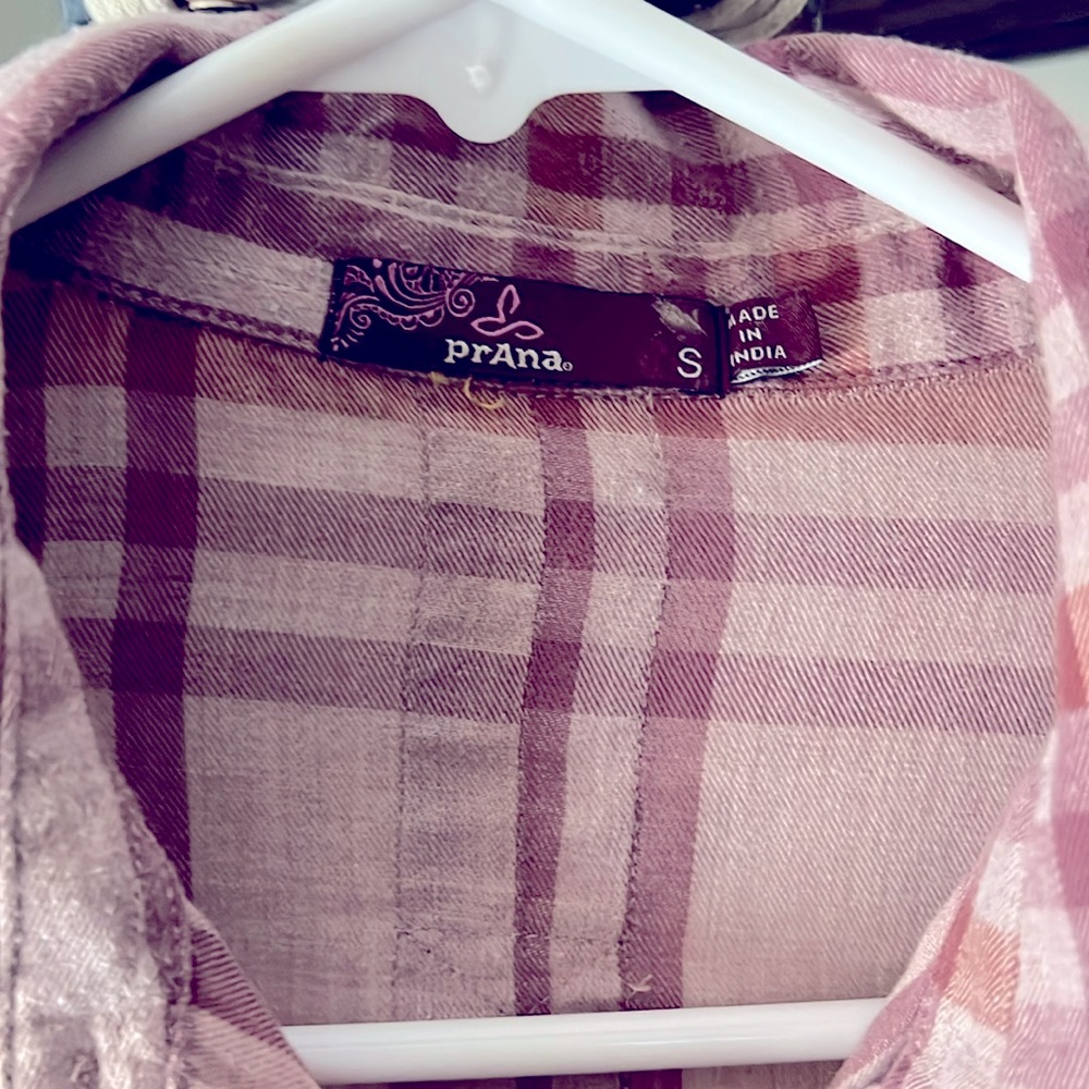 Prana Pink/purple plaid shirt - Size S